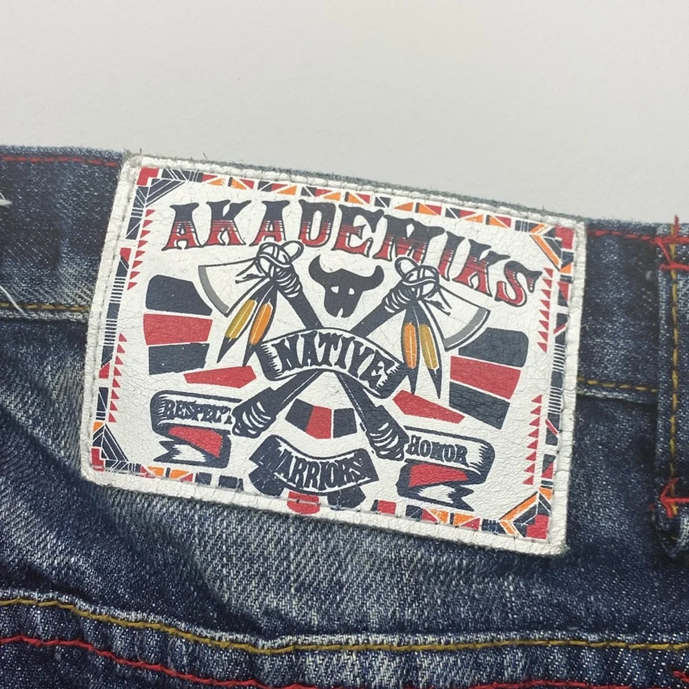 Baggy Akademiks Shorts • Native Warrior denim jorts 90s - 2000s jnco style - Picture 6 of 14